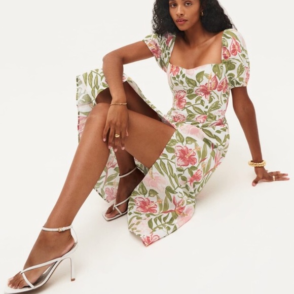 NWOT - Reformation Denver Linen Dress Kauai - Picture 4 of 7